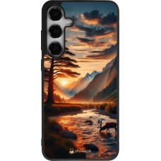 Coque Samsung Galaxy S25+ - Silicone rigide noir Valley Sunset Deer Tree