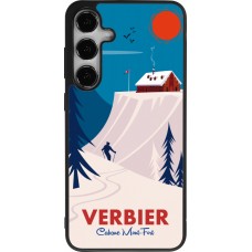 Coque Samsung Galaxy S25+ - Silicone rigide noir Verbier Cabane Mont-Fort
