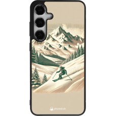 Coque Samsung Galaxy S25+ - Silicone rigide noir Vintage Ski Mountain