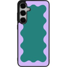 Coque Samsung Galaxy S25+ - Silicone rigide noir Wavy Rectangle Green Purple