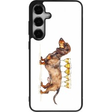 Coque Samsung Galaxy S25+ - Silicone rigide noir Wine Teckel