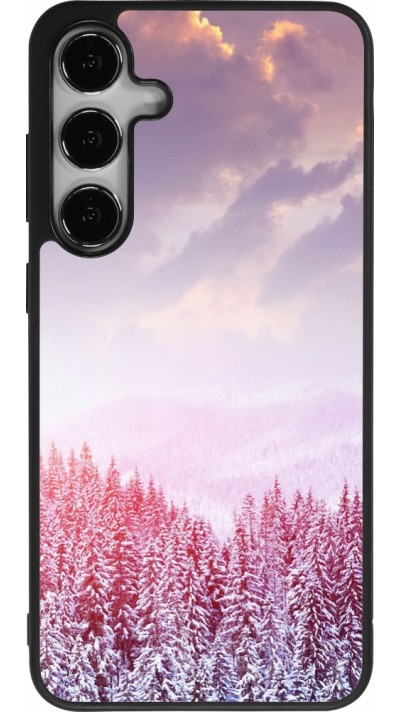Coque Samsung Galaxy S25+ - Silicone rigide noir Winter 22 Pink Forest