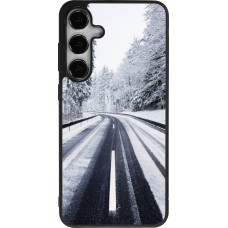 Samsung Galaxy S25+ Case Hülle - Silikon schwarz Winter 22 Snowy Road