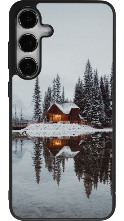 Samsung Galaxy S25+ Case Hülle - Silikon schwarz Winter 25 Winter house forest afternoon