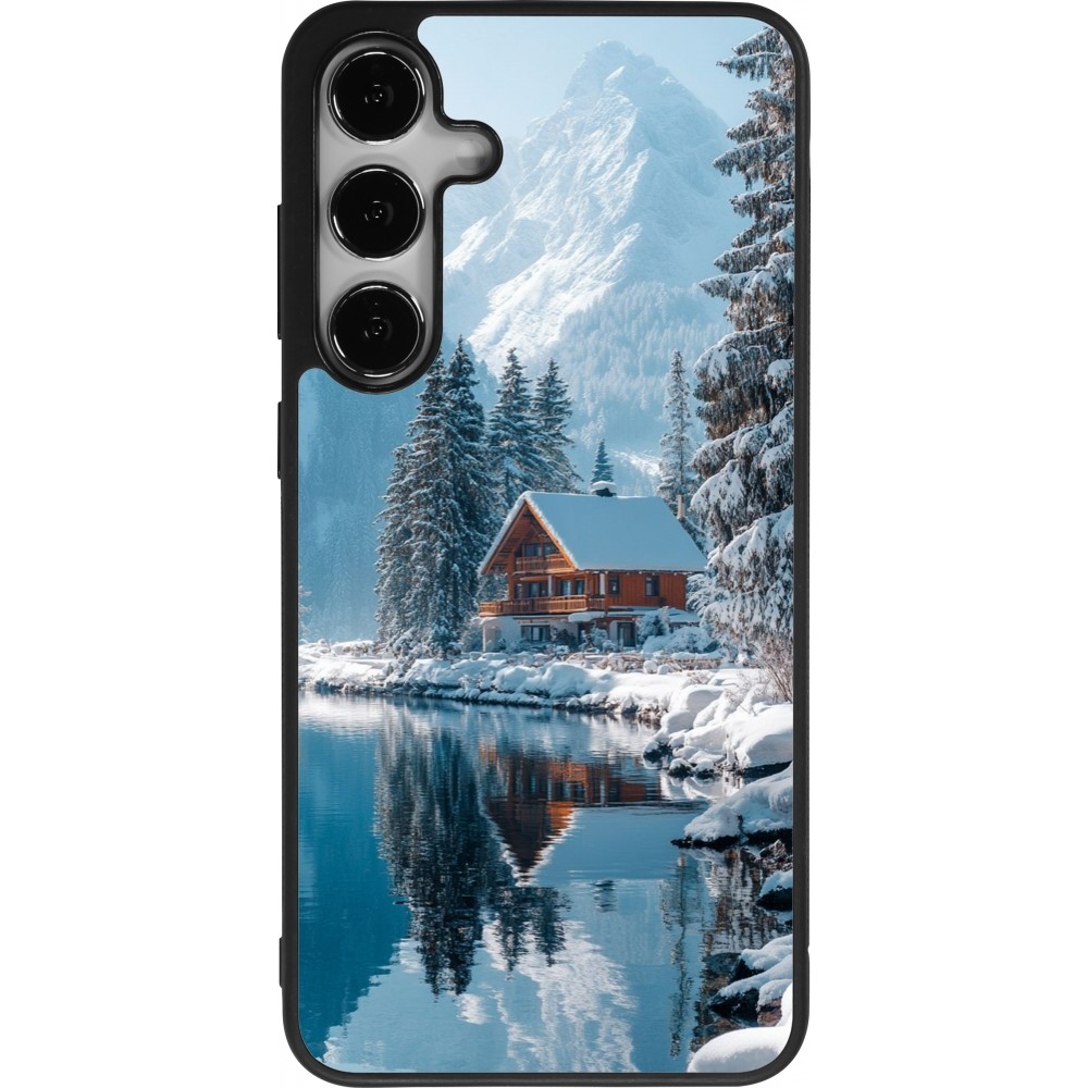 Samsung Galaxy S25+ Case Hülle - Silikon schwarz Winter 25 Winter house forest day