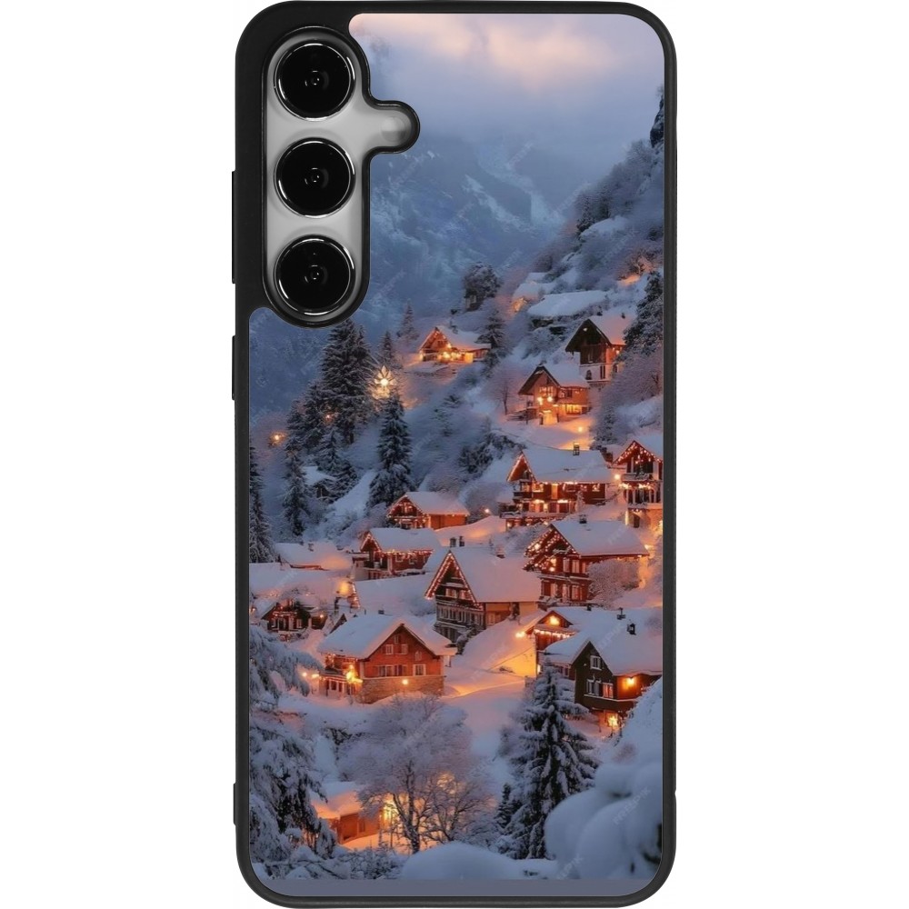 Samsung Galaxy S25+ Case Hülle - Silikon schwarz Winter 25 Winter snowy village