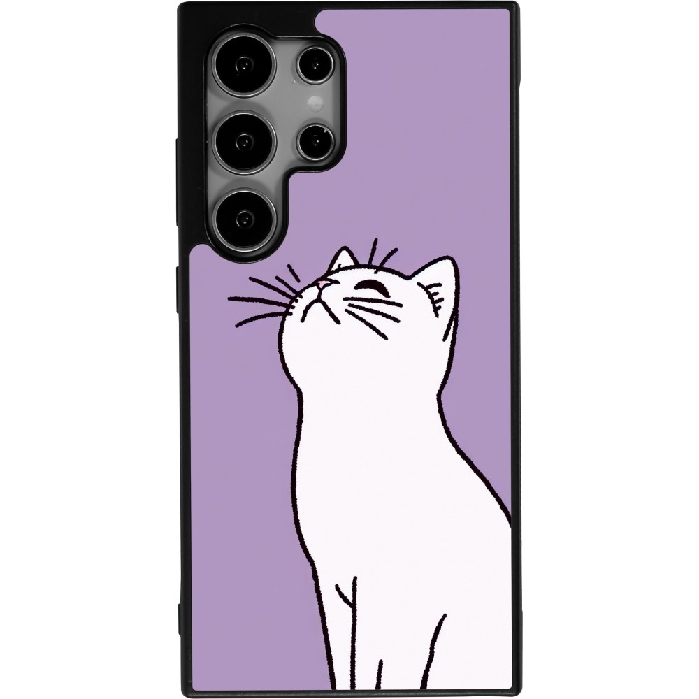 Samsung Galaxy S25 Ultra Case Hülle - Silikon schwarz Chat auf lila Hintergrund