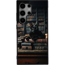 Samsung Galaxy S25 Ultra Case Hülle - Silikon schwarz Katze Bücher dunkel