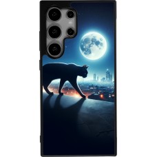 Samsung Galaxy S25 Ultra Case Hülle - Silikon schwarz Schwarze Katze unter dem Vollmond