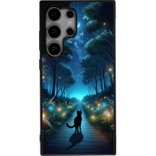 Samsung Galaxy S25 Ultra Case Hülle - Silikon schwarz Schwarze Katze Spaziergang