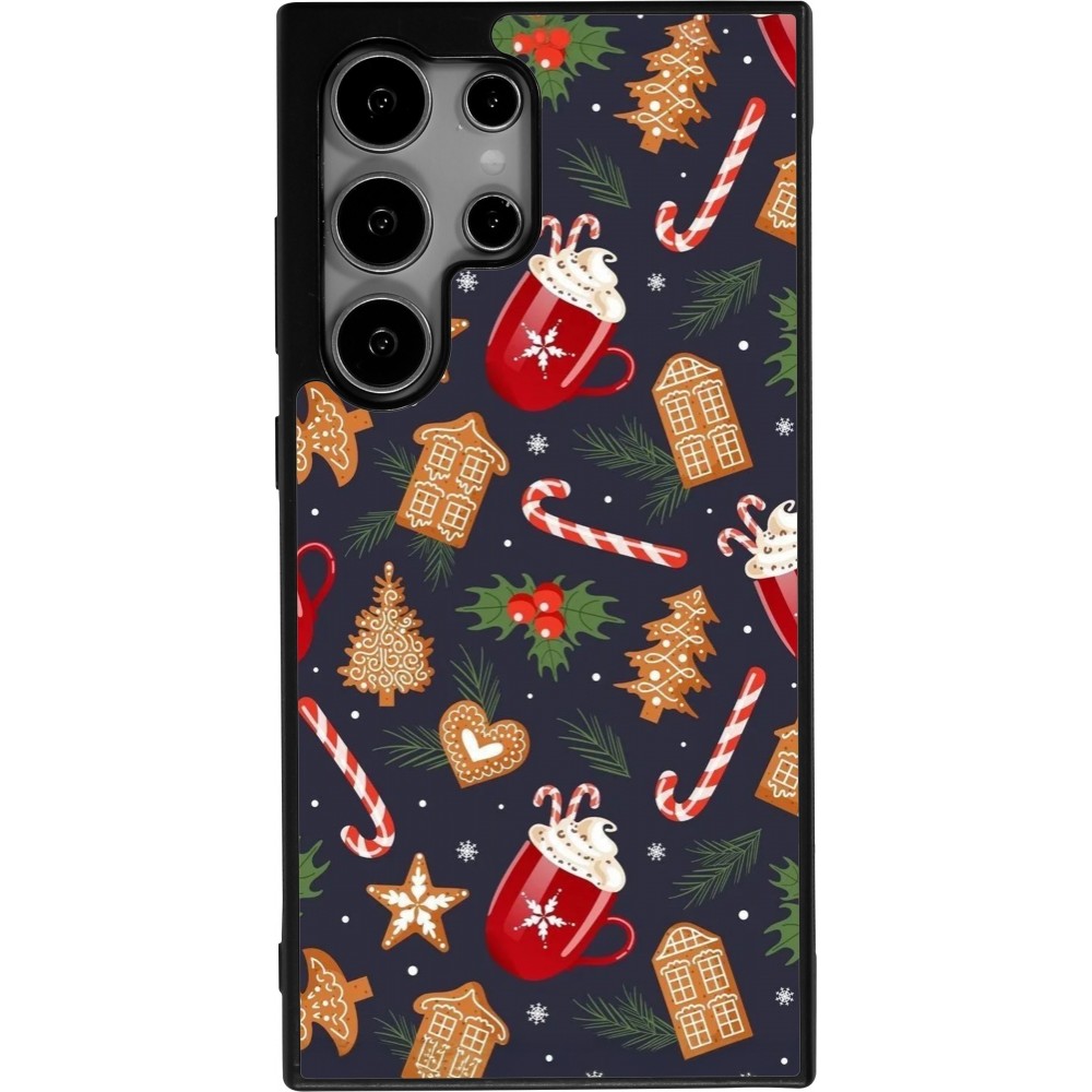 Samsung Galaxy S25 Ultra Case Hülle - Silikon schwarz Christmas 25 Pattern Gingerbread House
