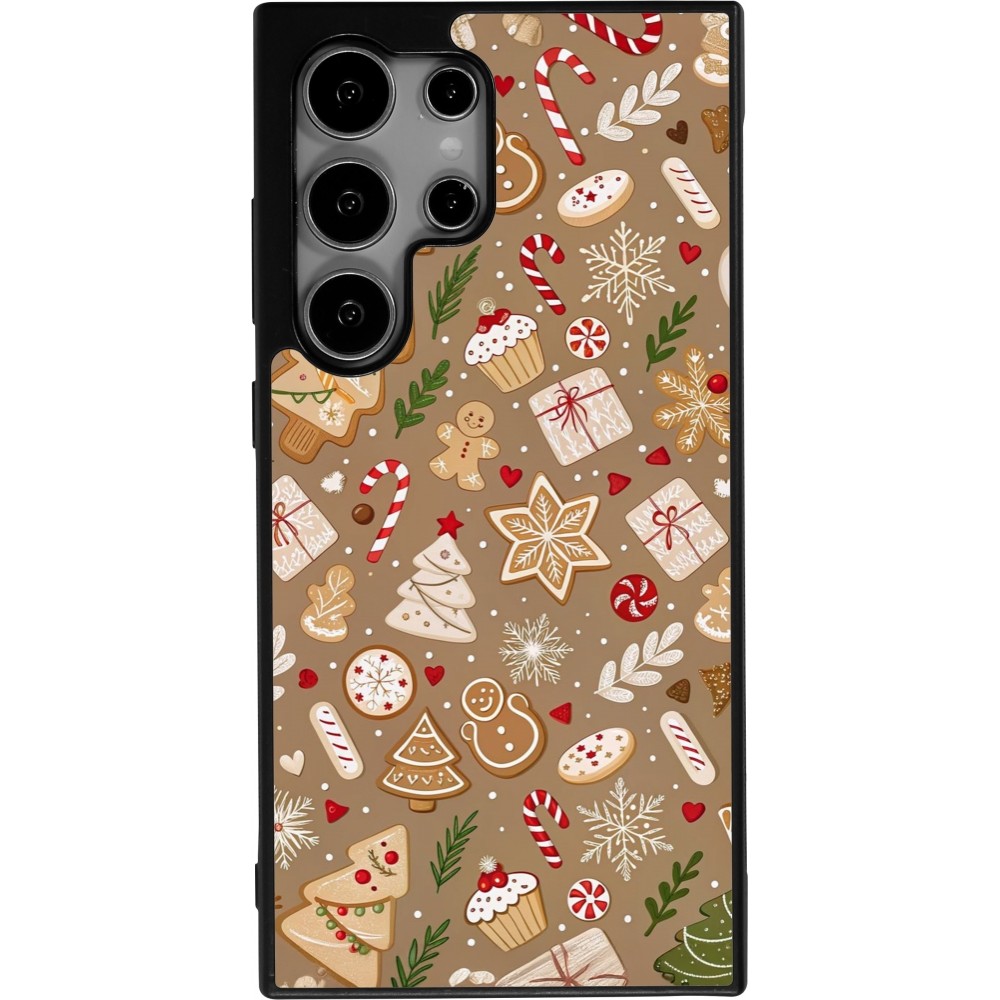 Samsung Galaxy S25 Ultra Case Hülle - Silikon schwarz Christmas 25 Pattern Ginger Cookie