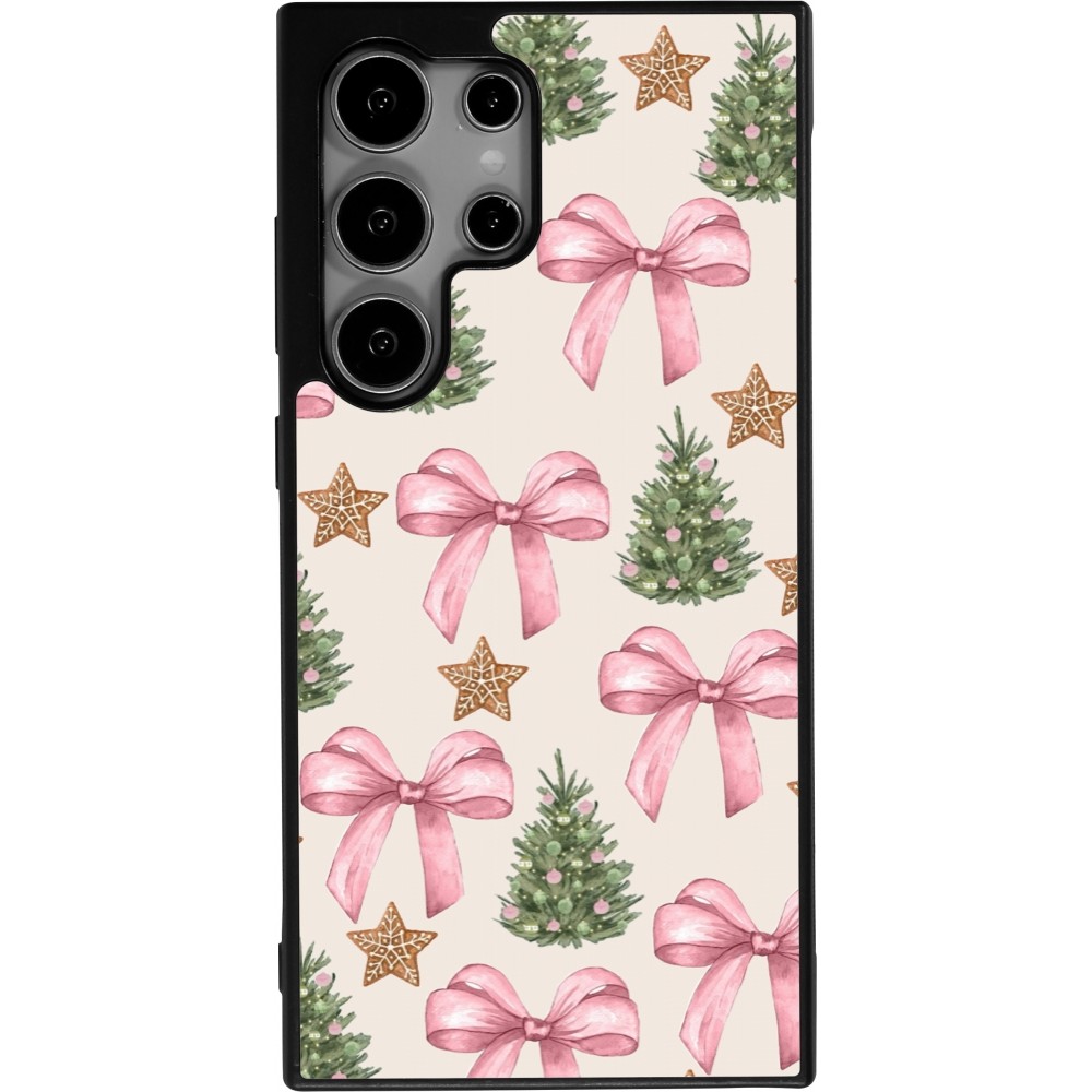 Samsung Galaxy S25 Ultra Case Hülle - Silikon schwarz Christmas 25 Vintage Ribbons