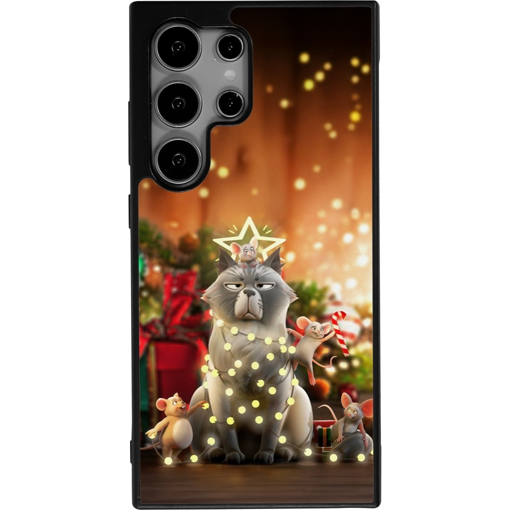 Samsung Galaxy S25 Ultra Case Hülle - Silikon schwarz Christmas 25 Xmas Cat