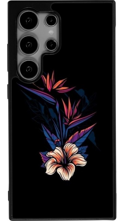Coque Samsung Galaxy S25 Ultra - Silicone rigide noir Dark Flowers