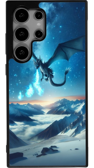 Coque Samsung Galaxy S25 Ultra - Silicone rigide noir Dragon nocturne montagne