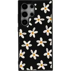 Coque Samsung Galaxy S25 Ultra - Silicone rigide noir Easter 2024 white on black flower