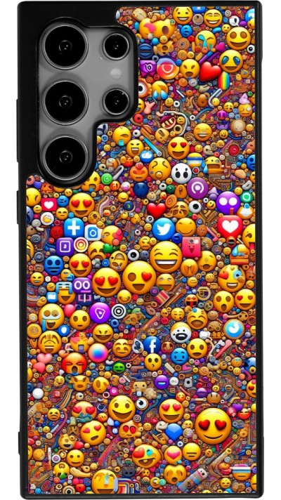 Coque Samsung Galaxy S25 Ultra - Silicone rigide noir Emoji mixed