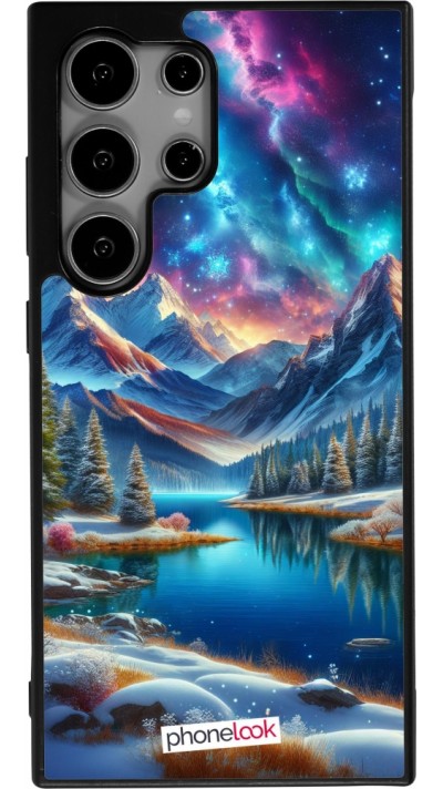 Samsung Galaxy S25 Ultra Case Hülle - Silikon schwarz Fantasiebergsee Himmel Sterne