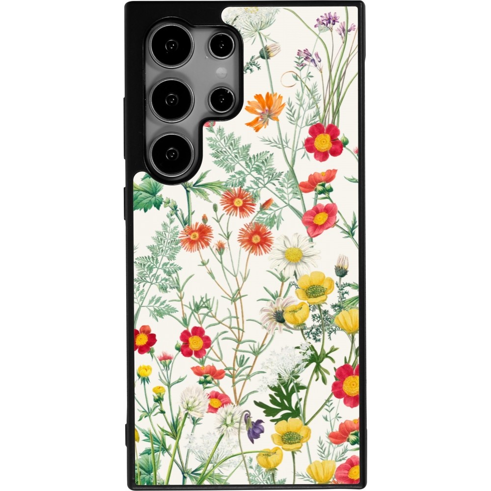 Samsung Galaxy S25 Ultra Case Hülle - Silikon schwarz Flora Botanical Wildlife
