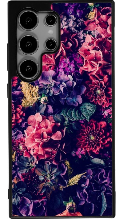 Samsung Galaxy S25 Ultra Case Hülle - Silikon schwarz Flowers Dark