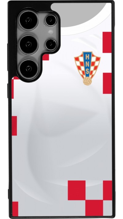 Coque Samsung Galaxy S25 Ultra - Silicone rigide noir Maillot de football Croatie 2022 personnalisable