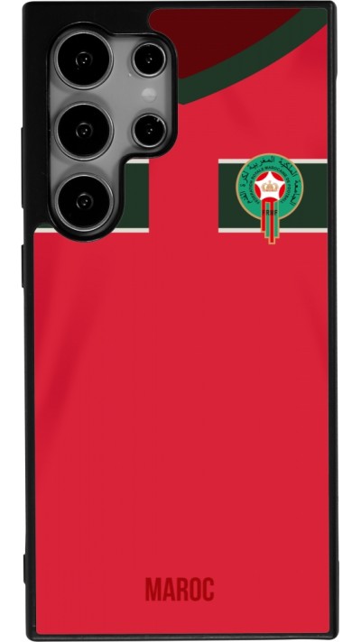 Coque Samsung Galaxy S25 Ultra - Silicone rigide noir Maillot de football Maroc 2022 personnalisable