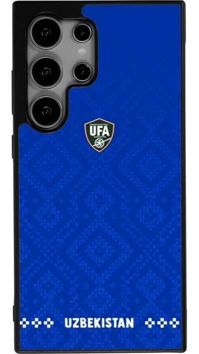 Coque Samsung Galaxy S25 Ultra - Silicone rigide noir Maillot de football Ouzbékistan 2026 personnalisable