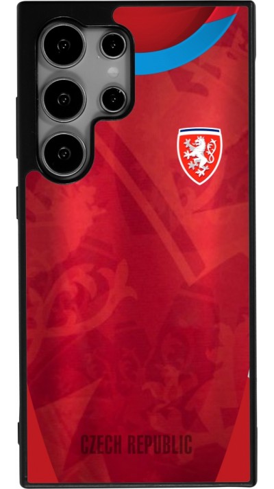 Coque Samsung Galaxy S25 Ultra - Silicone rigide noir Maillot de football République Tchèque personnalisable