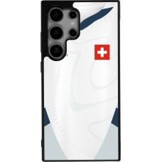 Coque Samsung Galaxy S25 Ultra - Silicone rigide noir Maillot de football Suisse Extérieur personnalisable