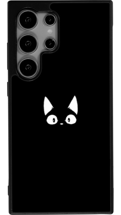 Samsung Galaxy S25 Ultra Case Hülle - Silikon schwarz Funny cat on black