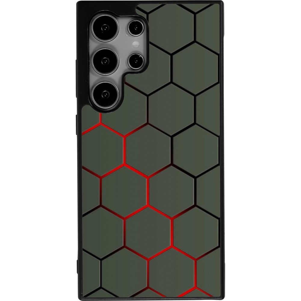 Samsung Galaxy S25 Ultra Case Hülle - Silikon schwarz Geometric Line red
