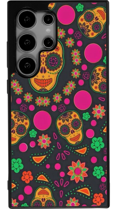 Coque Samsung Galaxy S25 Ultra - Silicone rigide noir Halloween 22 colorful mexican skulls