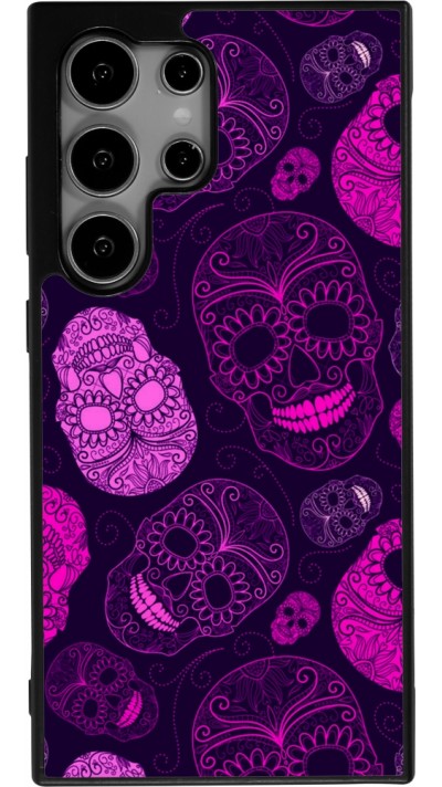 Coque Samsung Galaxy S25 Ultra - Silicone rigide noir Halloween 2023 pink skulls