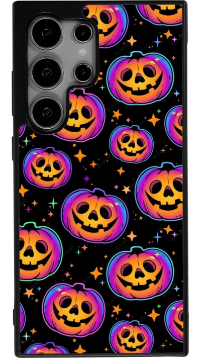 Coque Samsung Galaxy S25 Ultra - Silicone rigide noir Halloween 2024 rainbow pumpkins