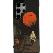 Samsung Galaxy S25 Ultra Case Hülle - Silikon schwarz Halloween 2025 Ghost on a bicycle