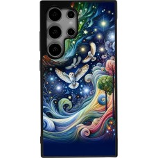 Samsung Galaxy S25 Ultra Case Hülle - Silikon schwarz Fliegender Blumen-Eule