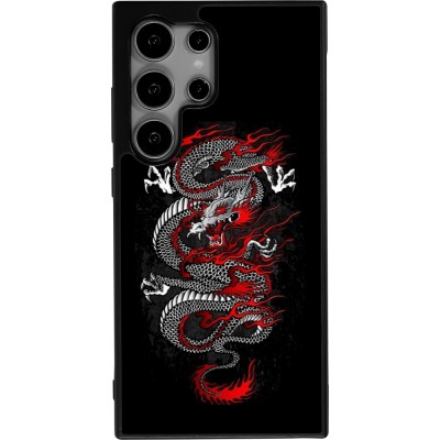 Coque Samsung Galaxy S25 Ultra - Silicone rigide noir Japanese style Dragon Tattoo Red Black