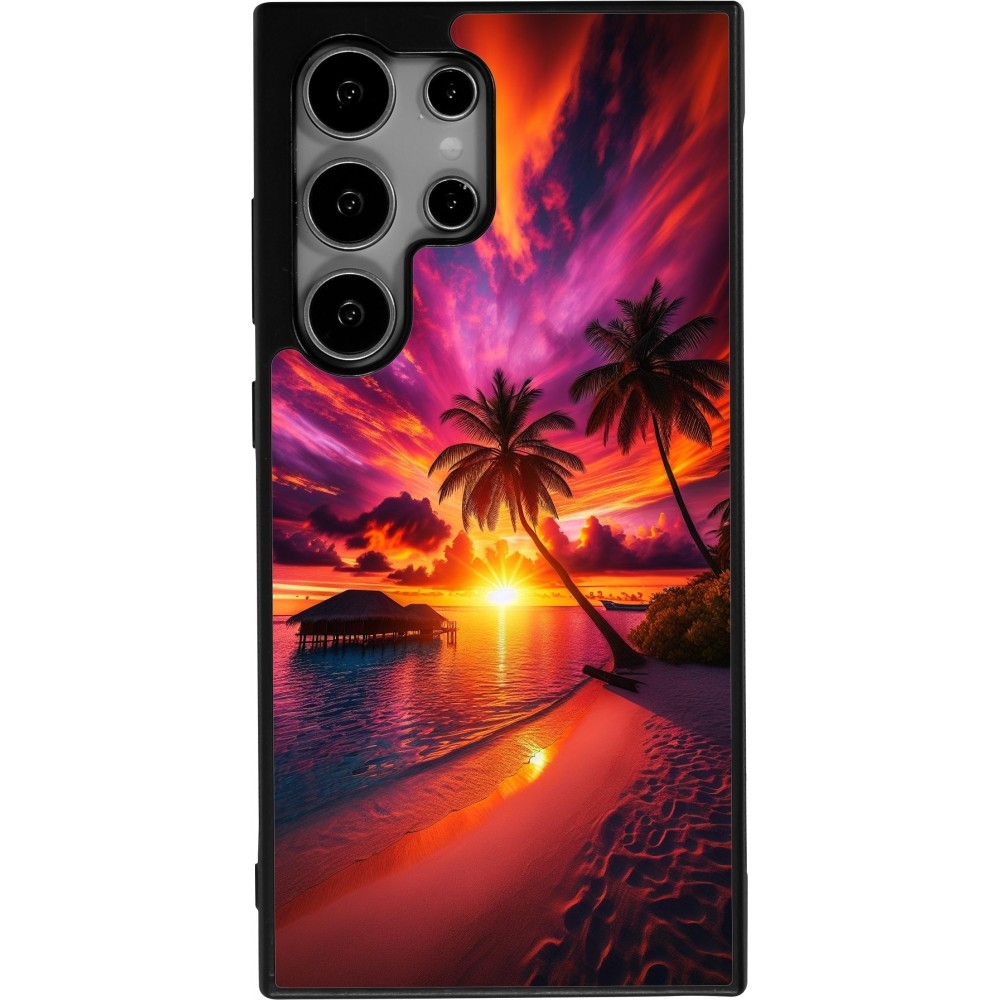 Samsung Galaxy S25 Ultra Case Hülle - Silikon schwarz Malediven Abenddämmerung Glückseligkeit