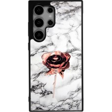 Coque Samsung Galaxy S25 Ultra - Silicone rigide noir Marble Rose Gold