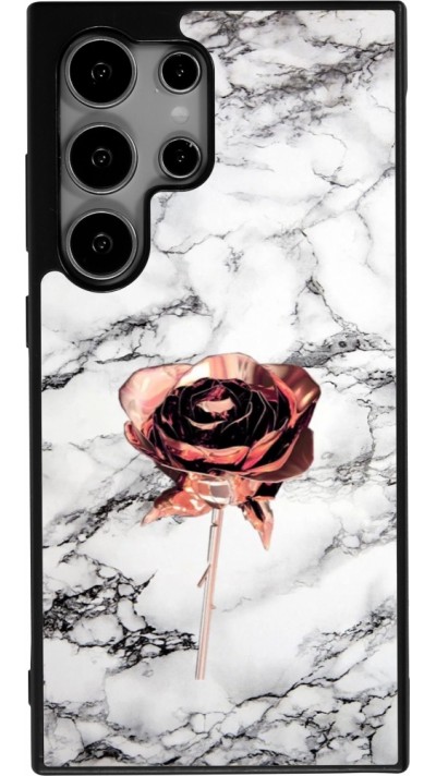 Samsung Galaxy S25 Ultra Case Hülle - Silikon schwarz Marble Rose Gold