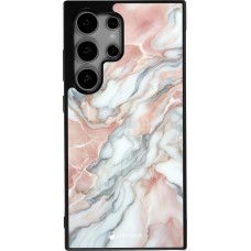 Samsung Galaxy S25 Ultra Case Hülle - Silikon schwarz Rosa Leuchtender Marmor