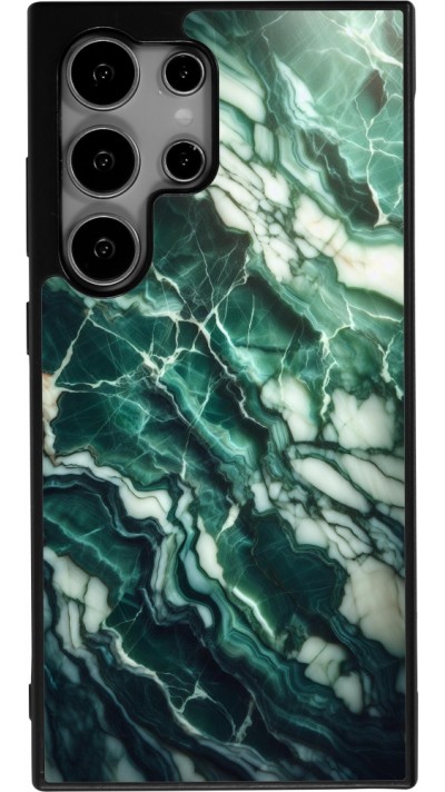 Coque Samsung Galaxy S25 Ultra - Silicone rigide noir Marbre vert majestueux