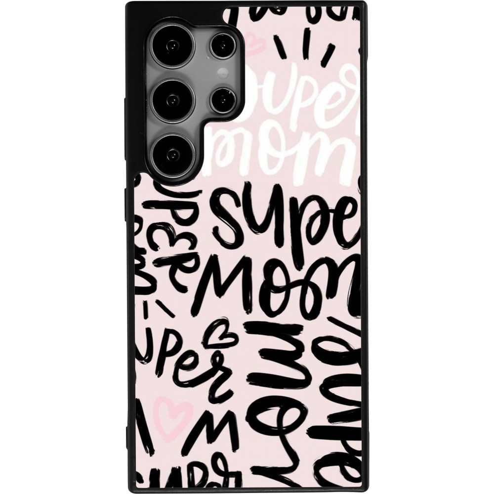 Samsung Galaxy S25 Ultra Case Hülle - Silikon schwarz Mom 2024 Super mom