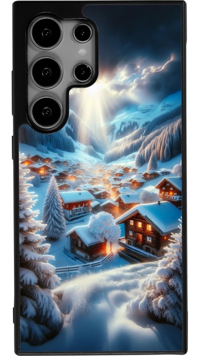 Coque Samsung Galaxy S25 Ultra - Silicone rigide noir Mont Neige Lumière
