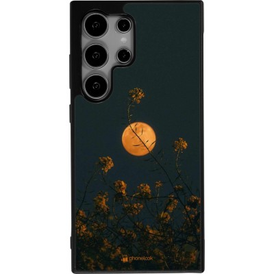 Samsung Galaxy S25 Ultra Case Hülle - Silikon schwarz Moon Flowers