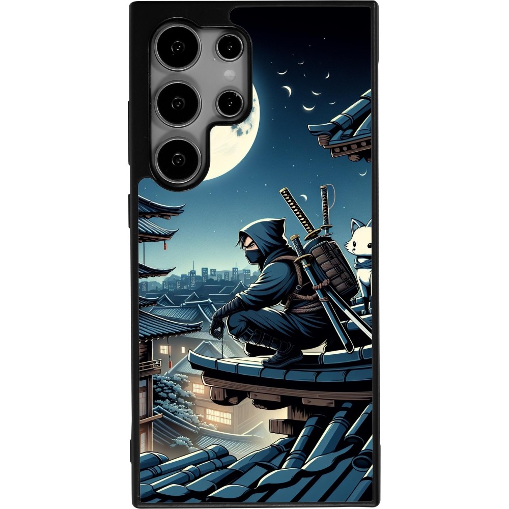 Samsung Galaxy S25 Ultra Case Hülle - Silikon schwarz Ninja unter dem Mond