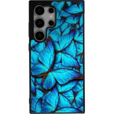 Coque Samsung Galaxy S25 Ultra - Silicone rigide noir Papillon bleu
