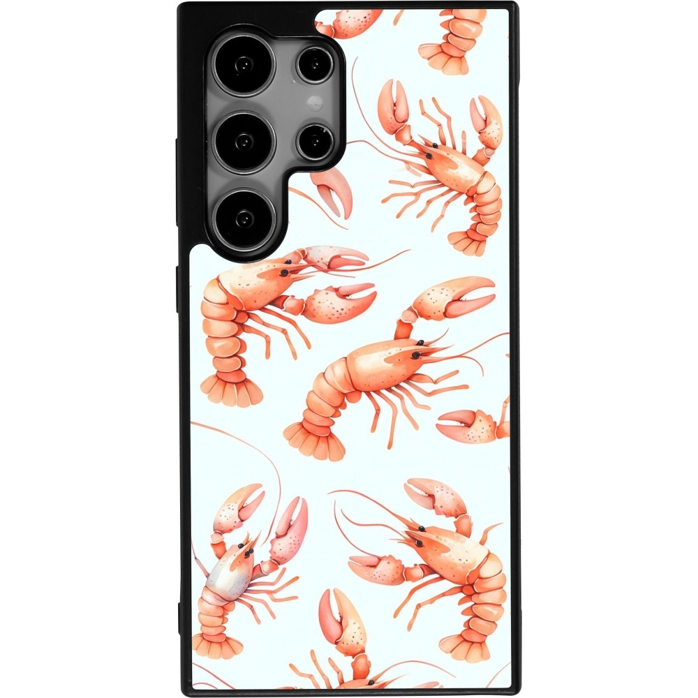 Samsung Galaxy S25 Ultra Case Hülle - Silikon schwarz Muster von pastellfarbenen Hummern