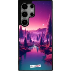 Coque Samsung Galaxy S25 Ultra - Silicone rigide noir Paysage Violet-Rose